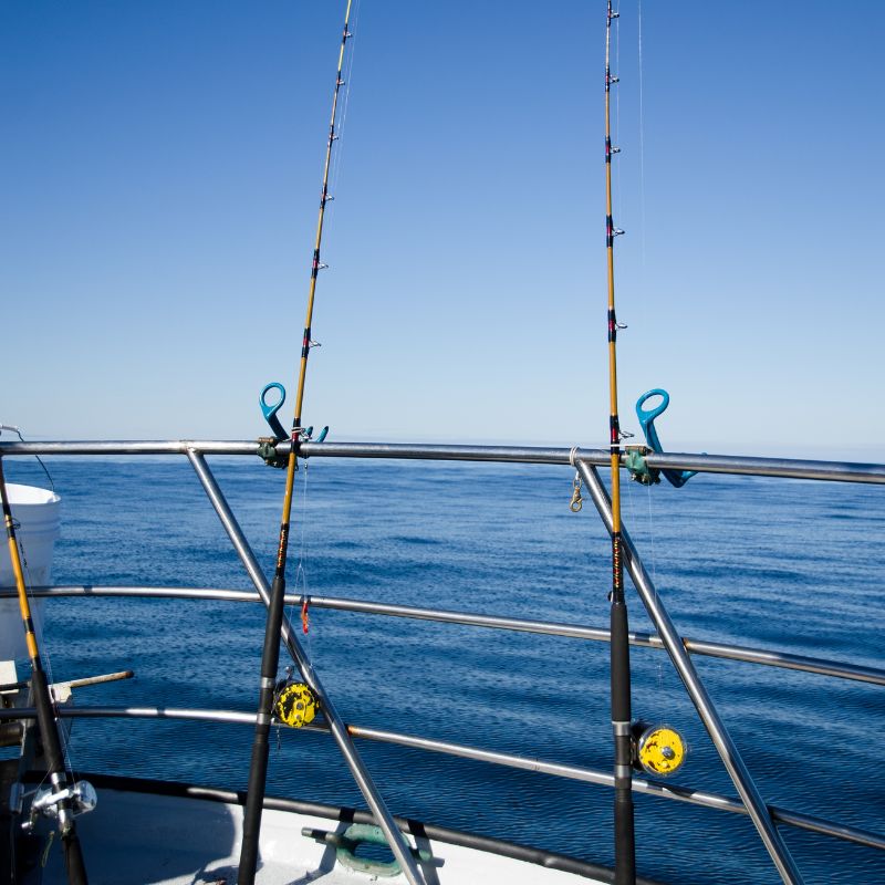 gilet de sauvetage et canne à pêche