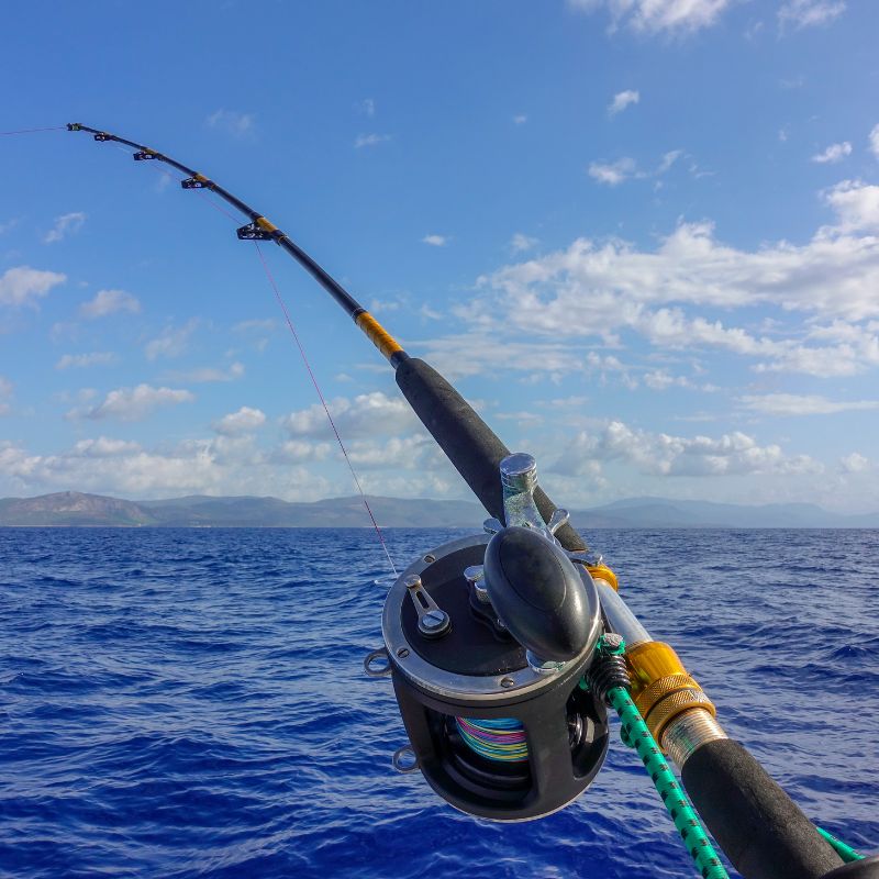 Détail d'un moulinet de pêche